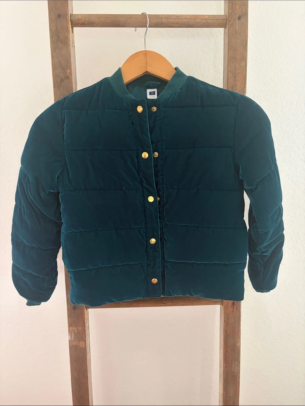 Janie and Jack Velvet Puffer Jacket in Deep Teal
